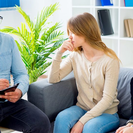 Family Groups help strengthen families. This family is participating in a family session.